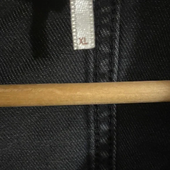 Free People Black Distressed Denim Shirt Jacket Moonchild XL - Picture 3 of 6